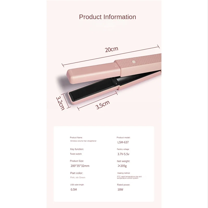 Wireless Hair Straightening Splint Straight Hair Stick Portable Straight Curling Stick Inner Buckle Bangs Styling Tool A